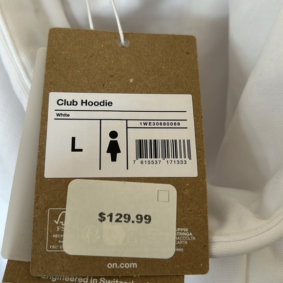 NWT On Running White Hoodie with Gold Logo and Red Drawstrings Large - Picture 8 of 8